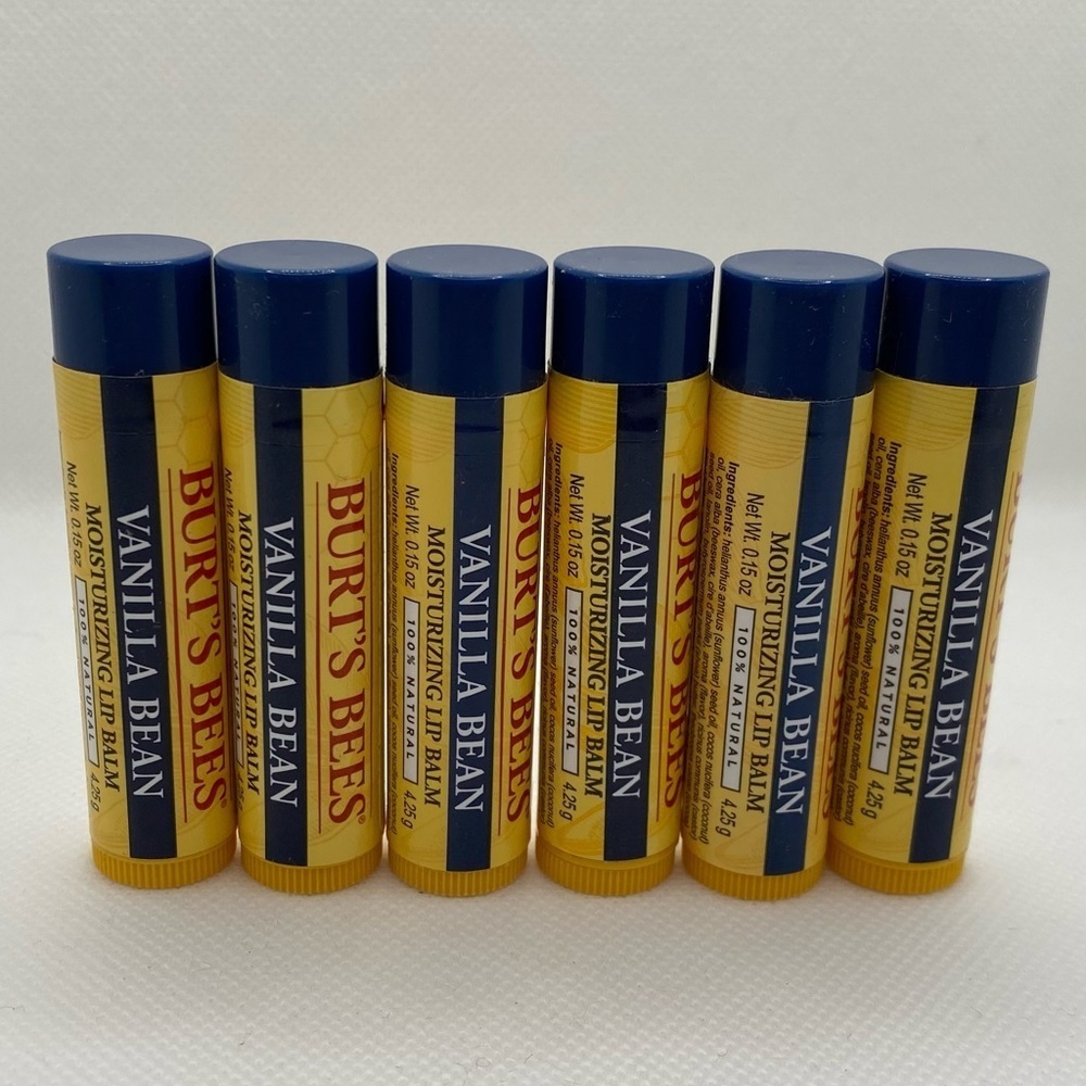 NEW Lot of 6 Burt's Bees Vanilla Bean Moisturizing Lip Balm 100% Natural